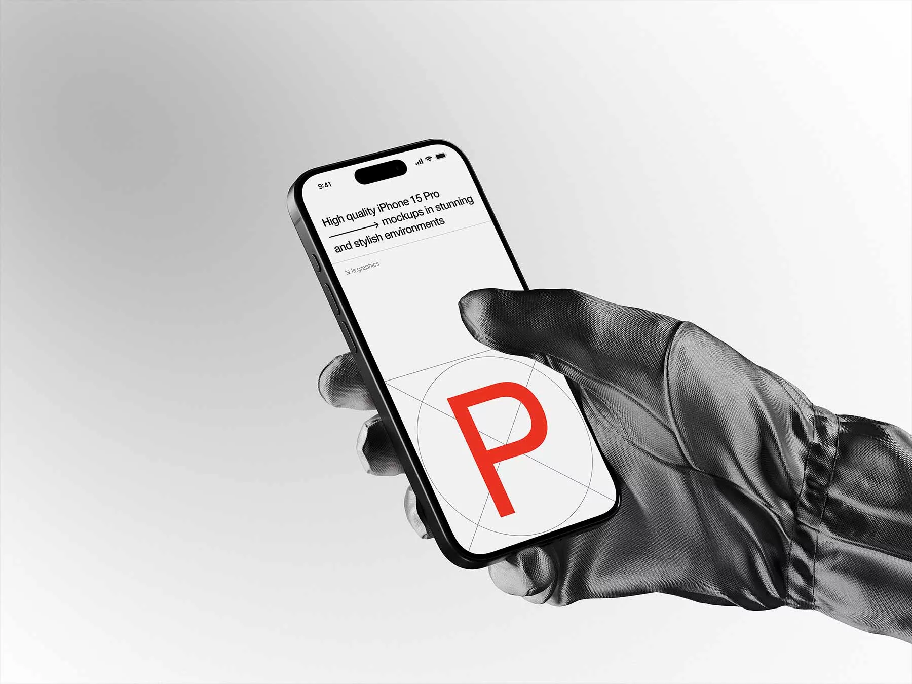 iPhone Mockup in Hand (Wearing Glove)