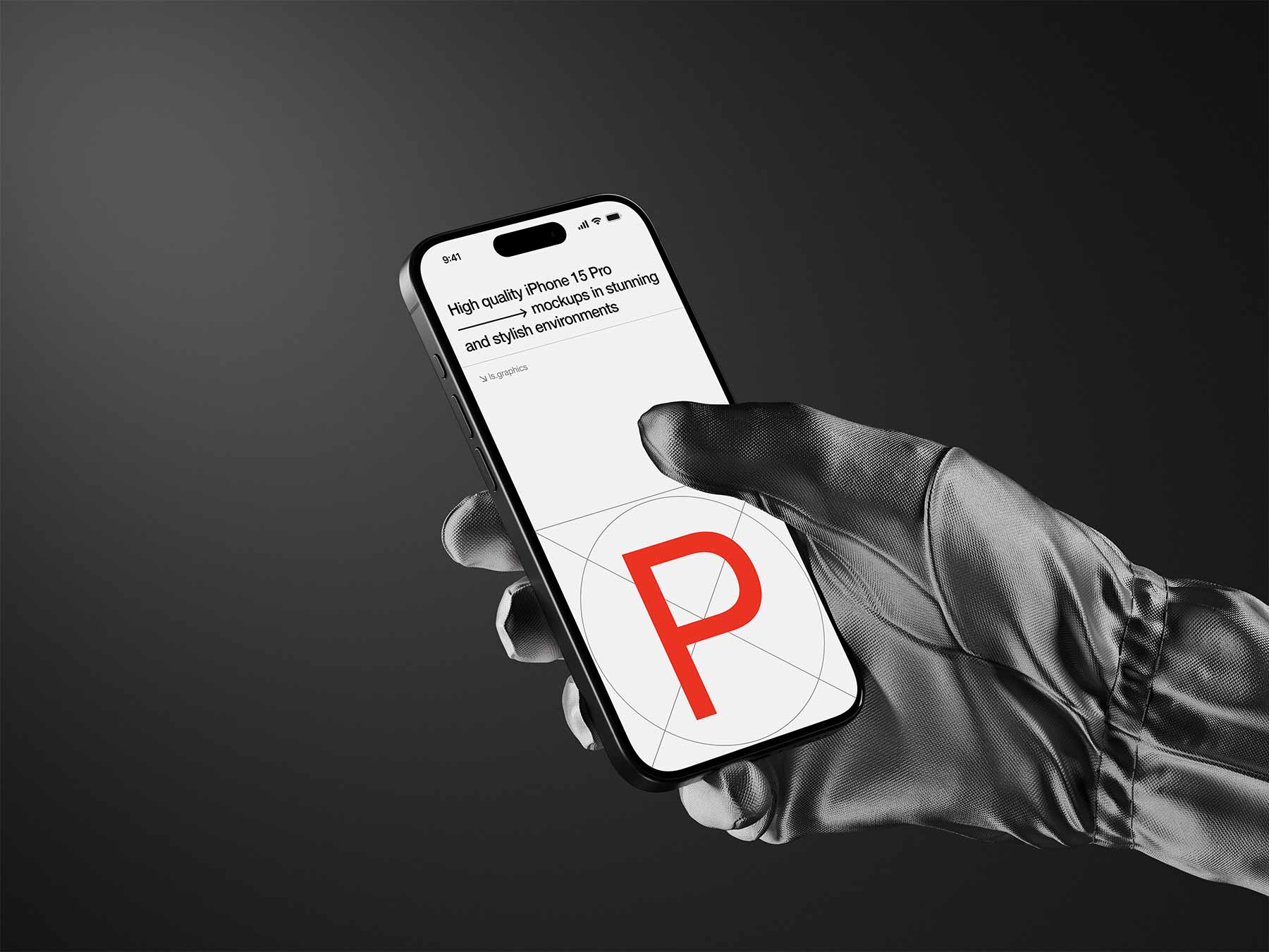 iPhone Mockup in Hand (Wearing Glove)