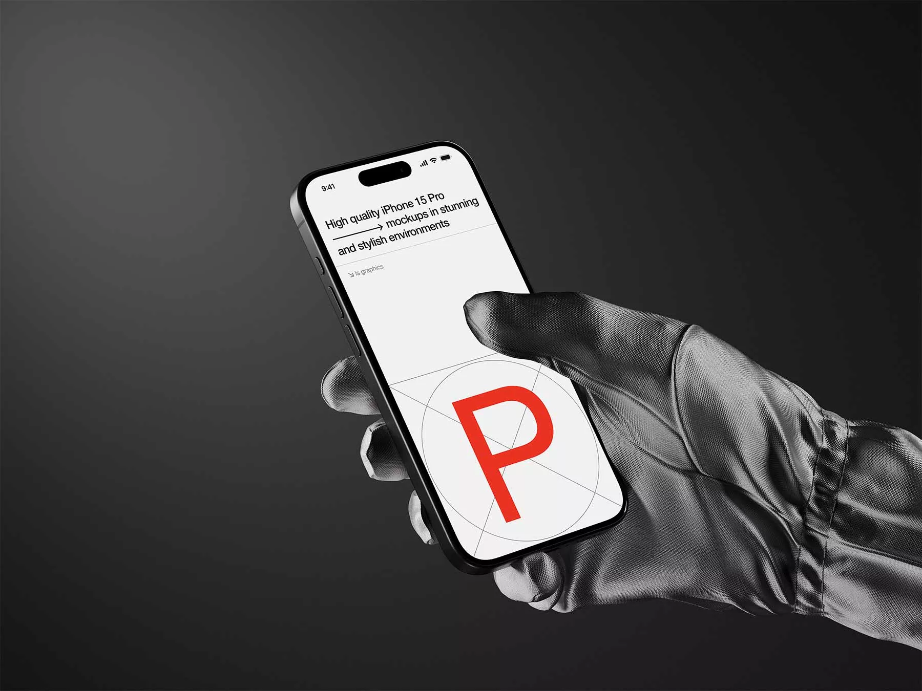iPhone Mockup in Hand (Wearing Glove)