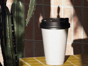 Coffee Paper Cup with Cap Mockup