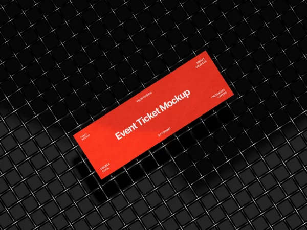 Event Ticket Mockup on Metal Mesh