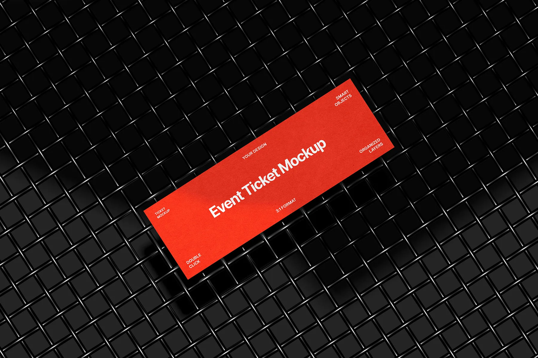 Event Ticket Mockup on Metal Mesh