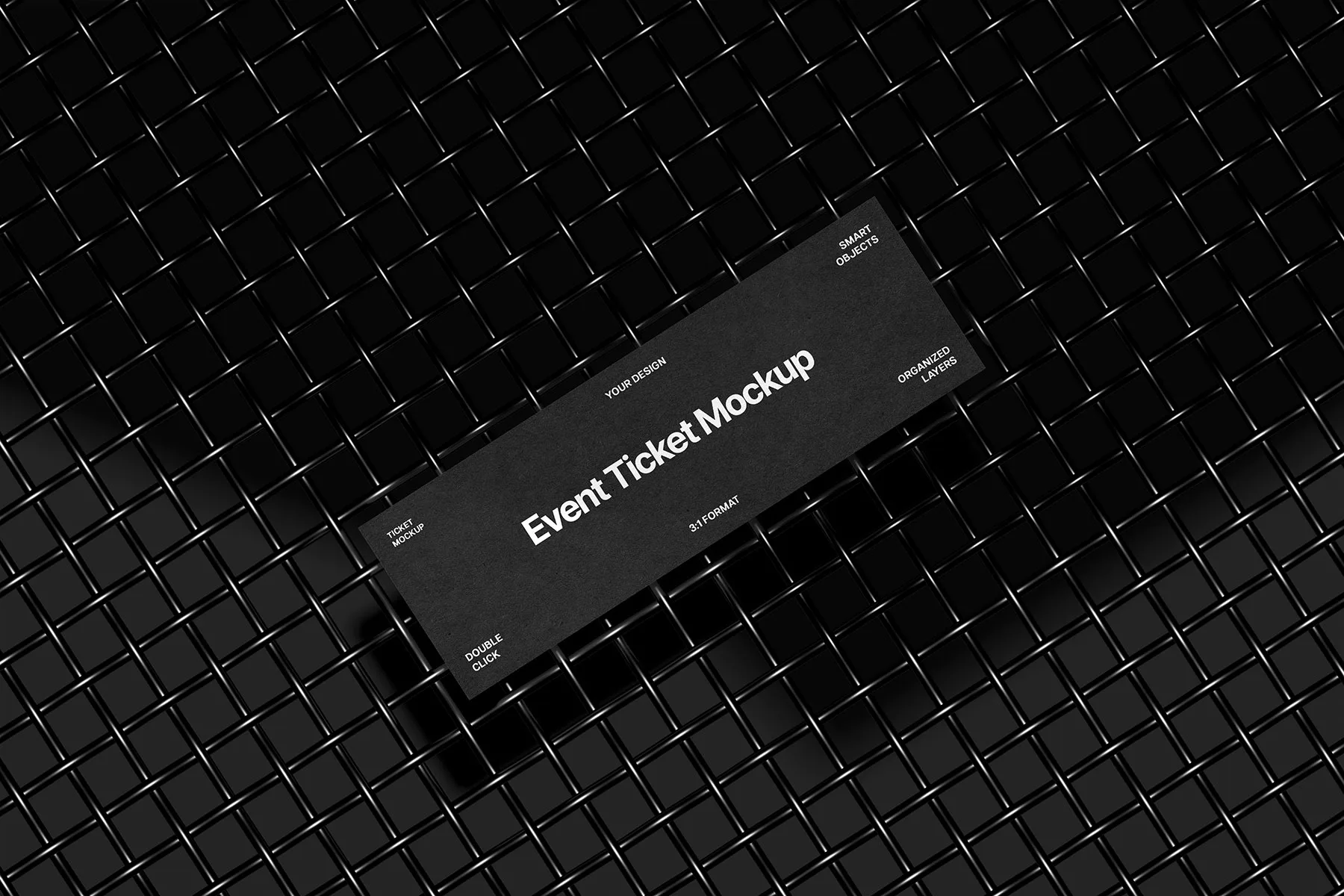 Event Ticket Mockup on Metal Mesh