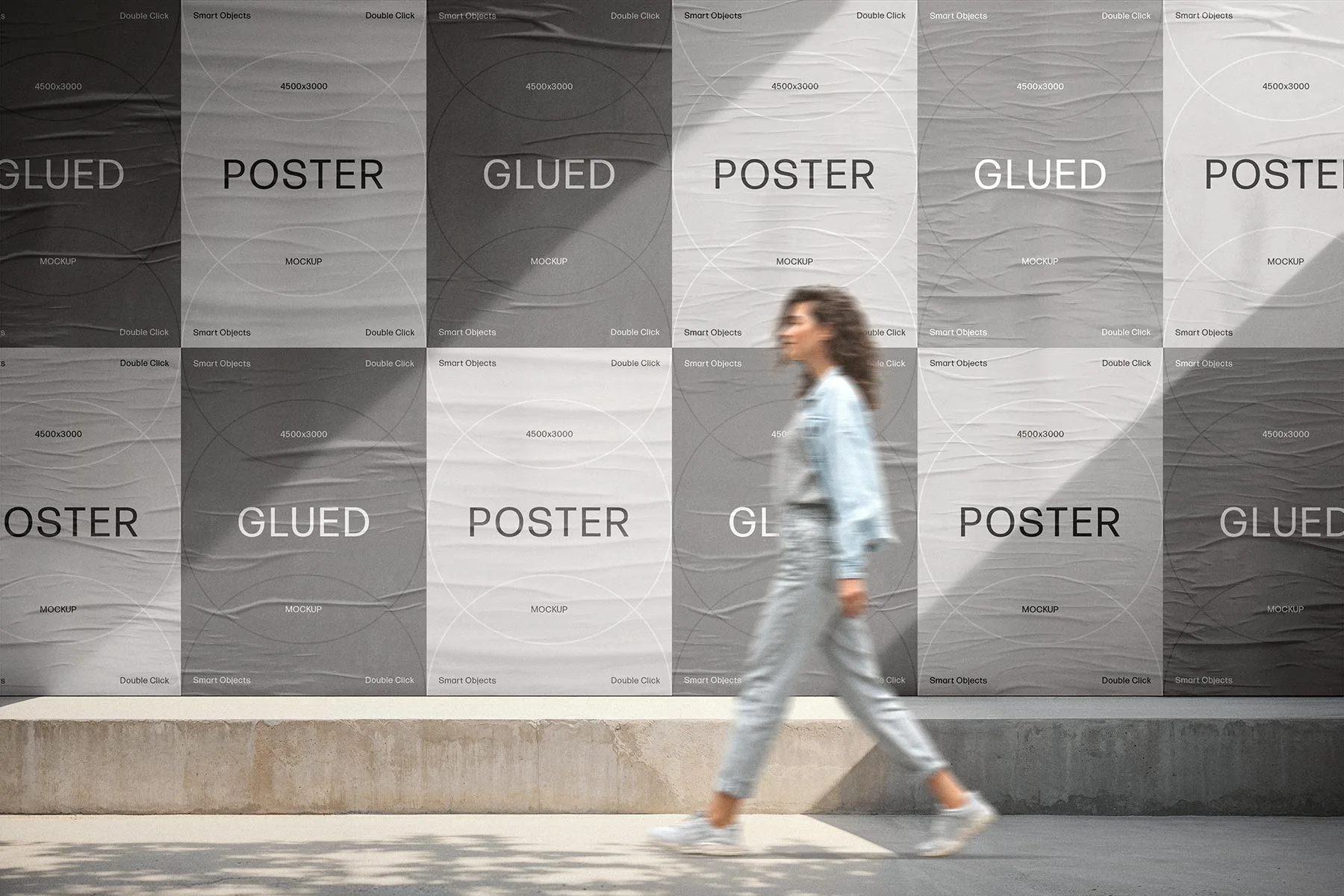 Glued Posters Wall Mockup