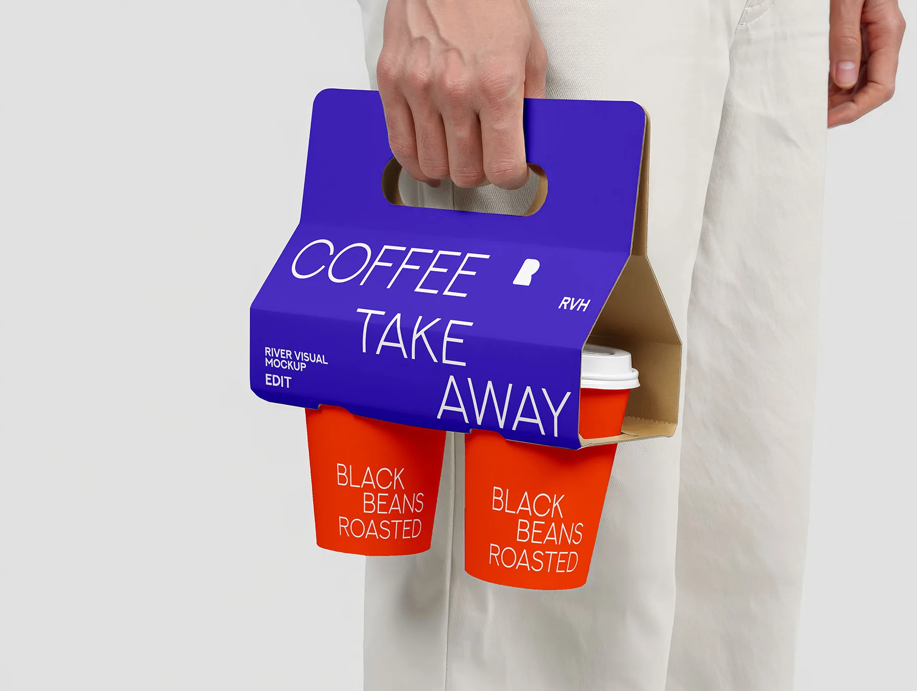 Paper Coffee Cups with Carrier Mockup