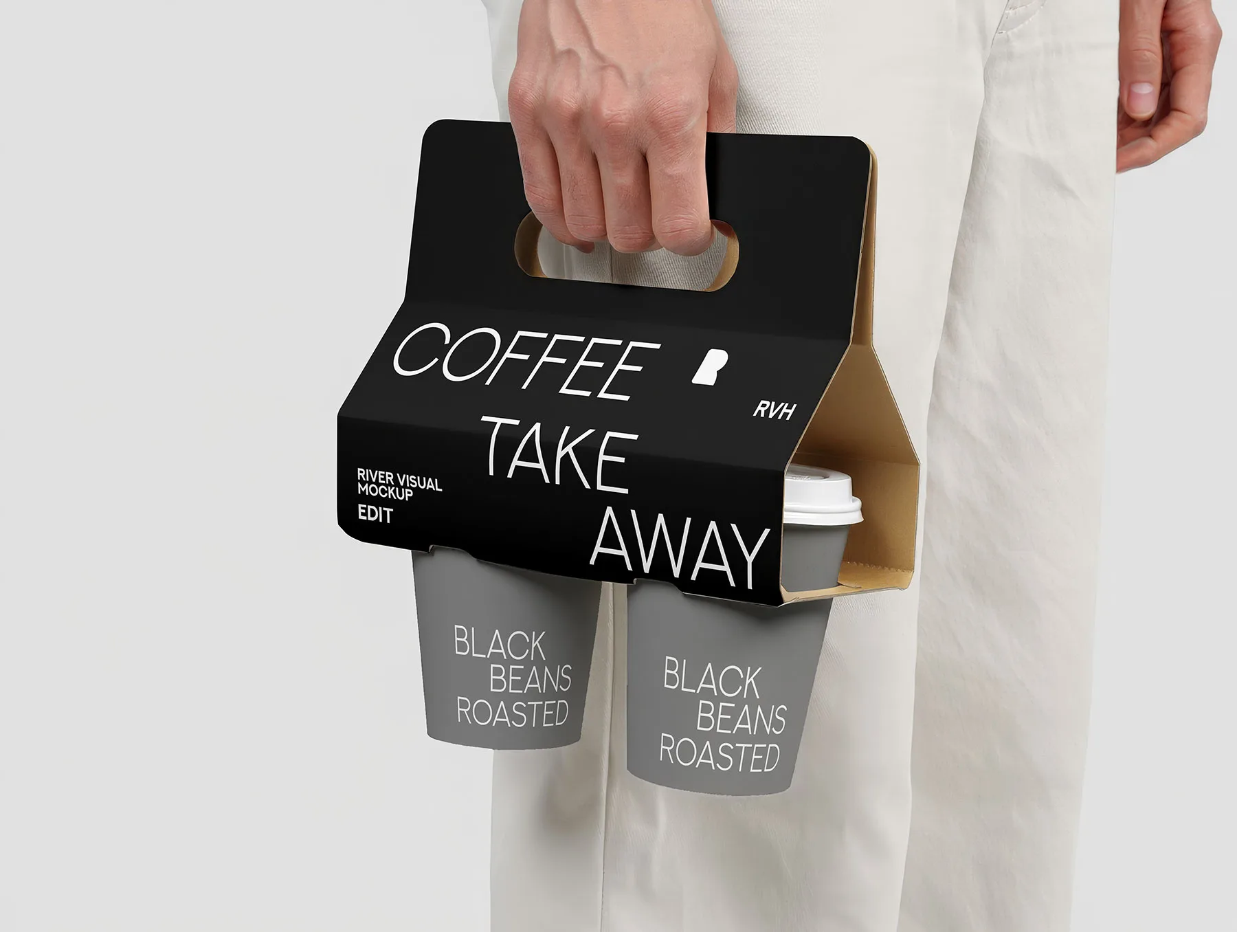 Paper Coffee Cups with Carrier Mockup