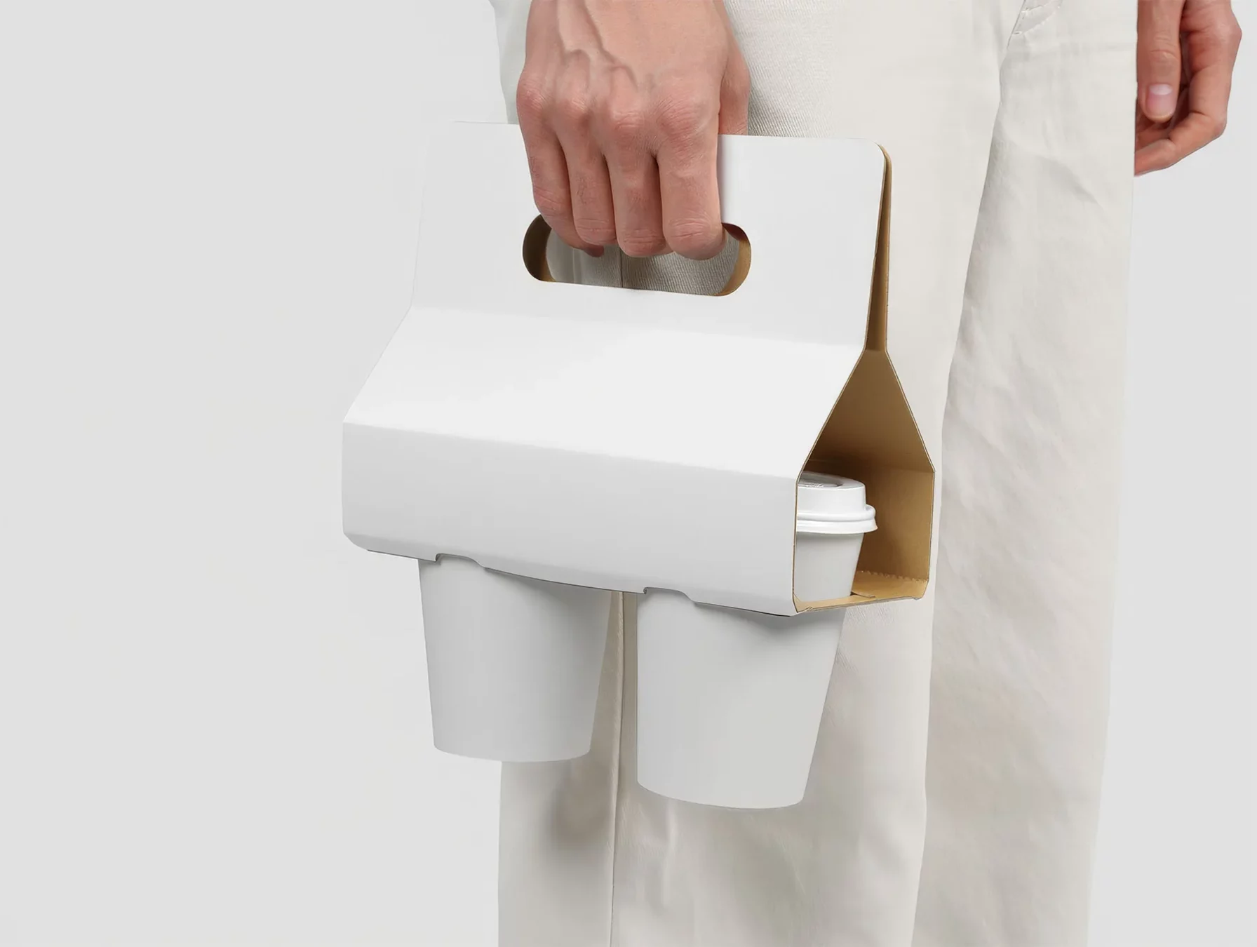 Paper Coffee Cups with Carrier Mockup