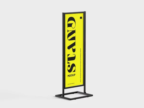 Vertical Floor Stand Banner Mockup (3 Minimalist Scenes)