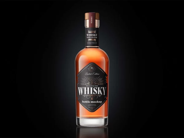 Whiskey Bottle Mockup – 3 Scenes (Includes Cork Close-Up)