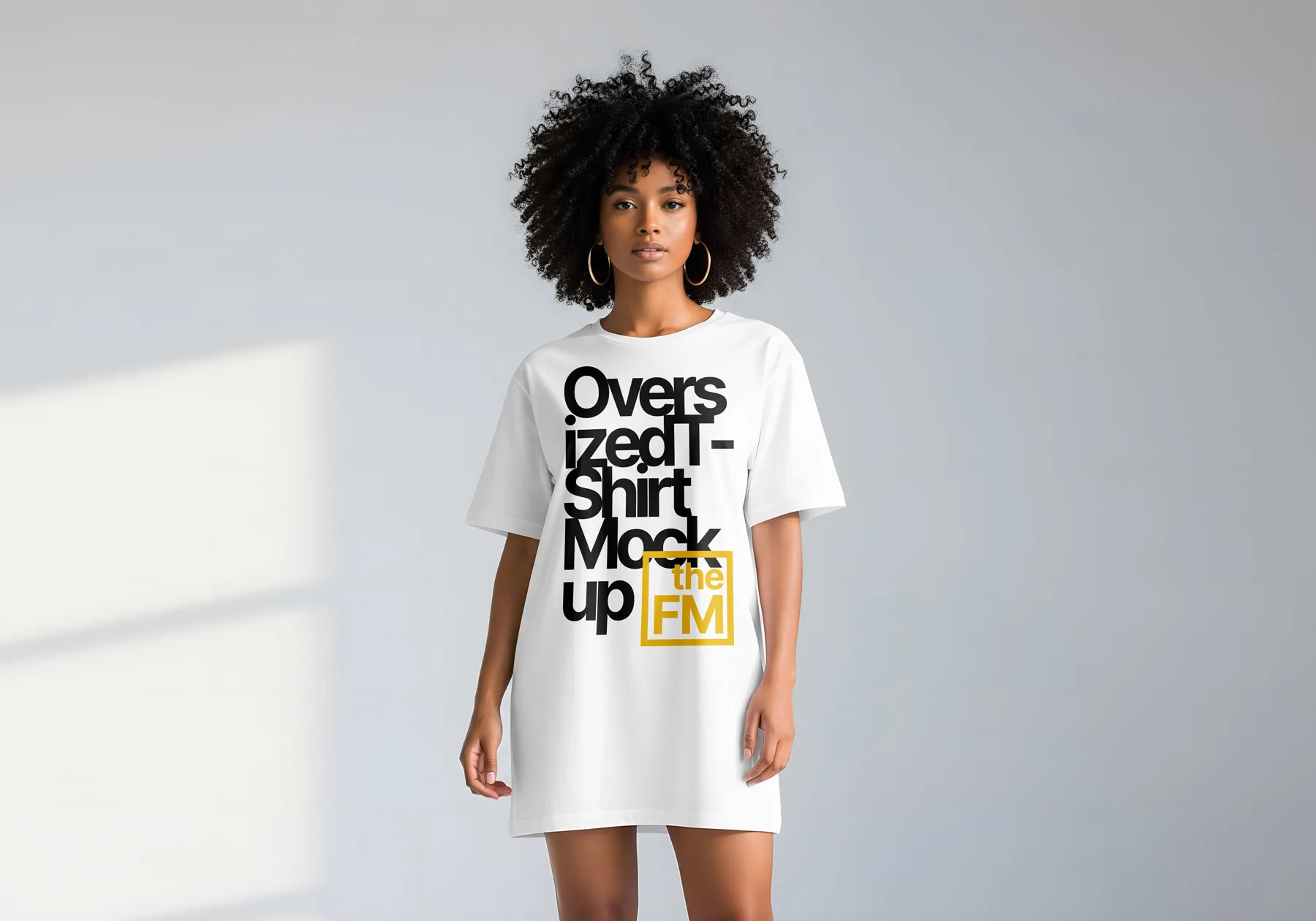 Woman Wearing Oversized T-Shirt Mockup