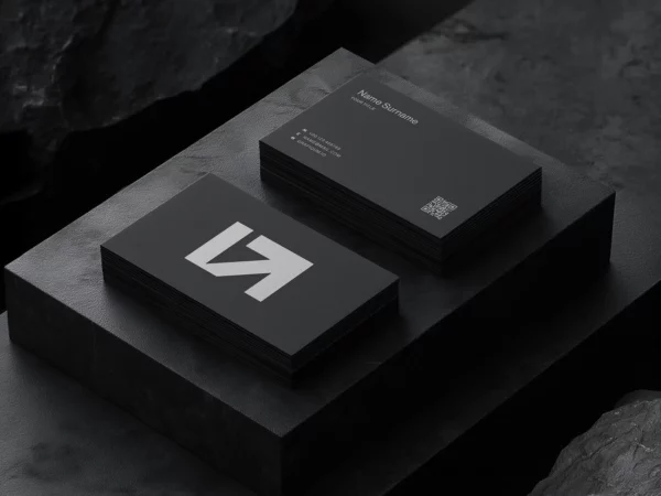 Business Card Mockup (Dark Isometric Scene)