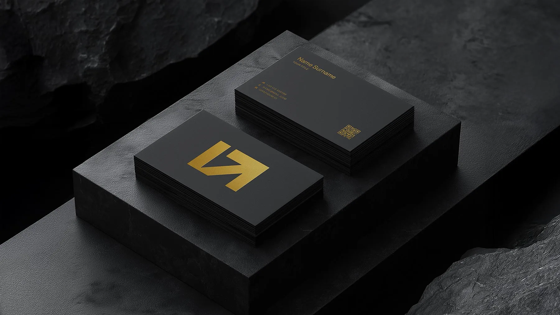Business Card Mockup (Dark Isometric Scene)