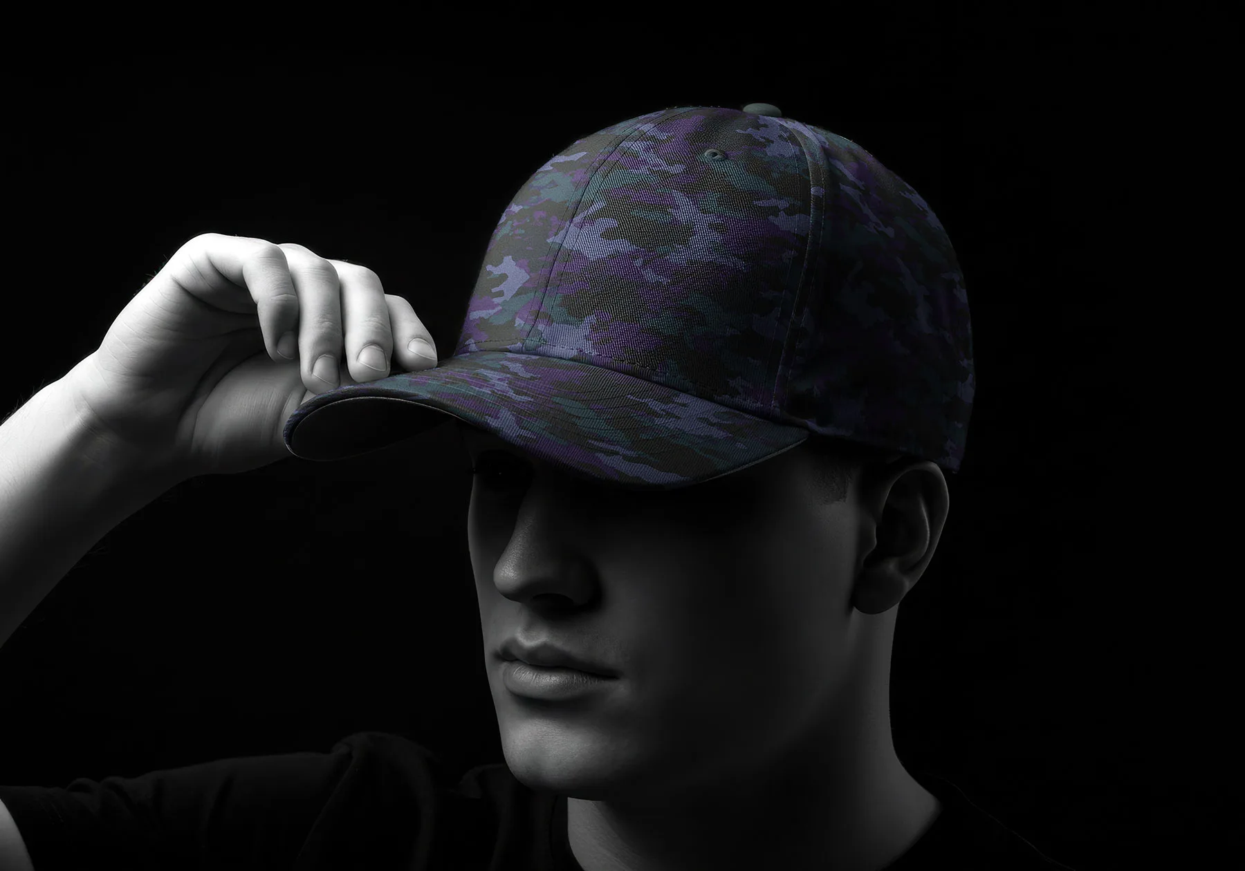 Cap Mockup (Dark Scene, PSD)