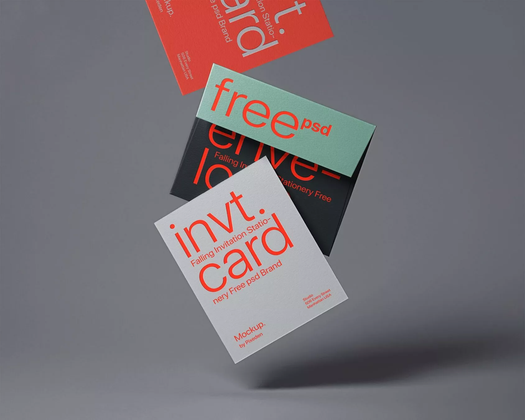 Gravity Envelope & Invitation Card Mockup (Minimalist Scene)