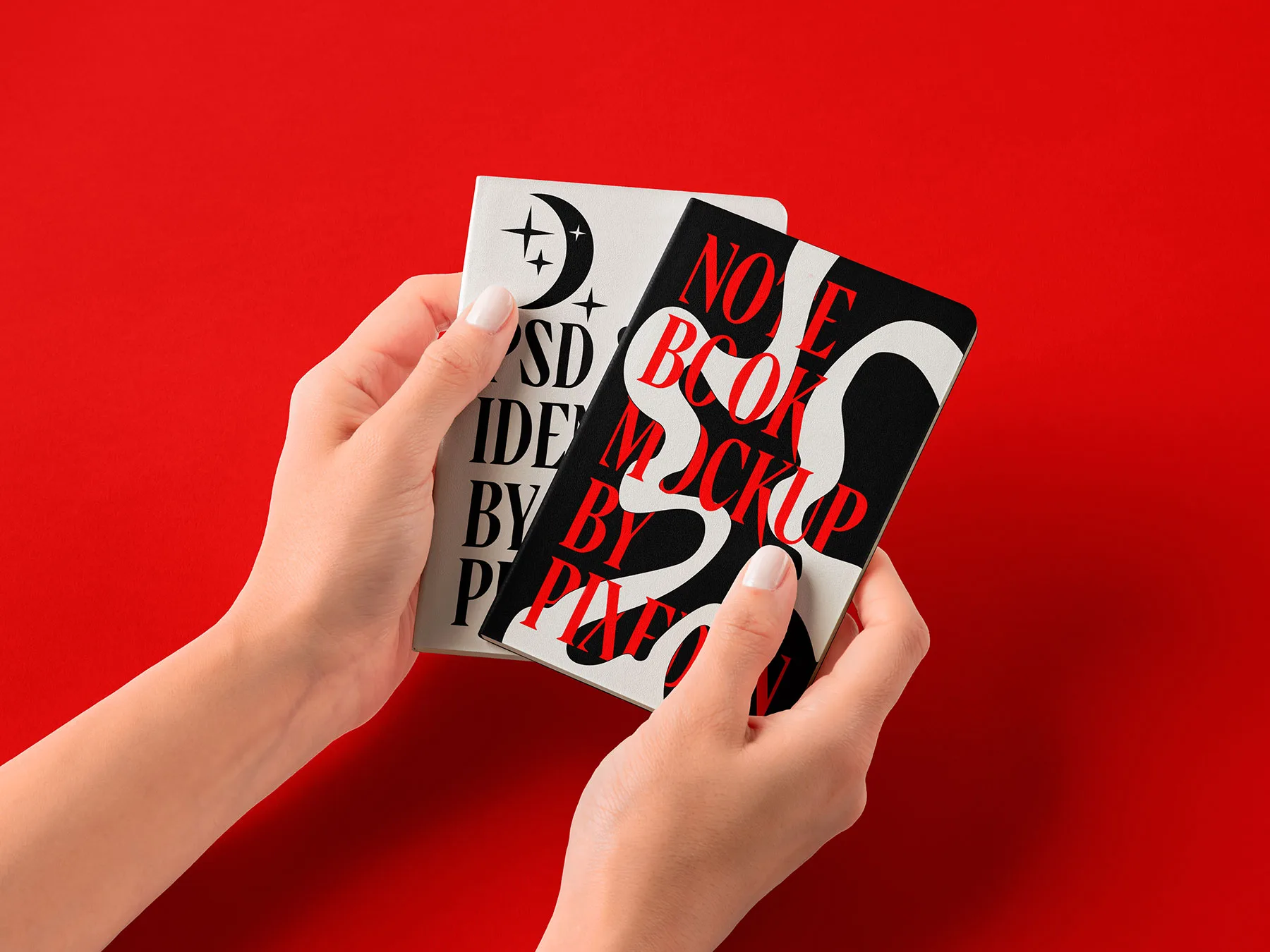 Hands Holding Pocket-Size Notebook Mockup