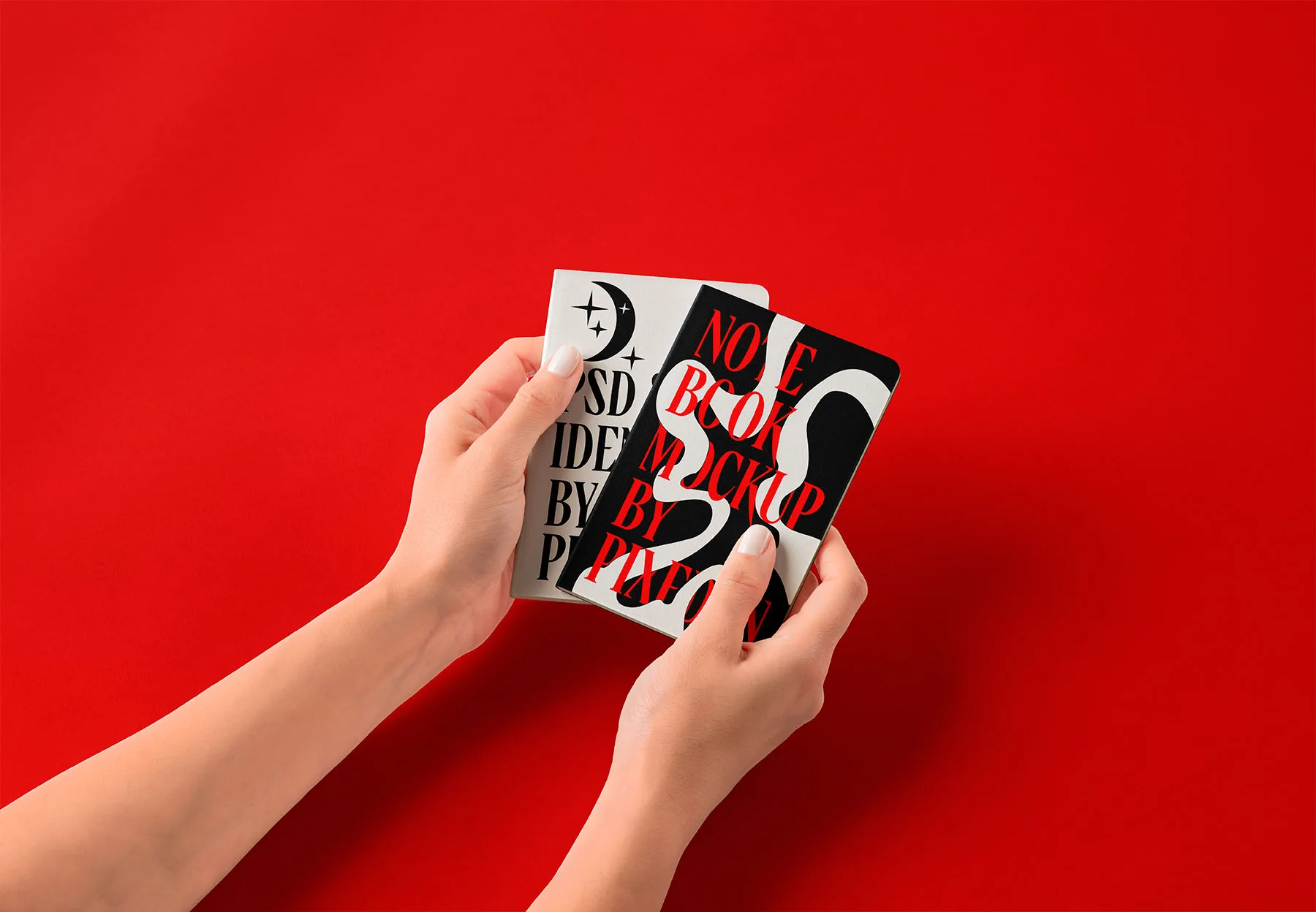 Hands Holding Pocket-Size Notebook Mockup