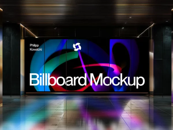 Large Digital Billboard Mockup (Indoor Wall Display)