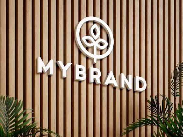 Logo on Wooden Slat Wall Mockup