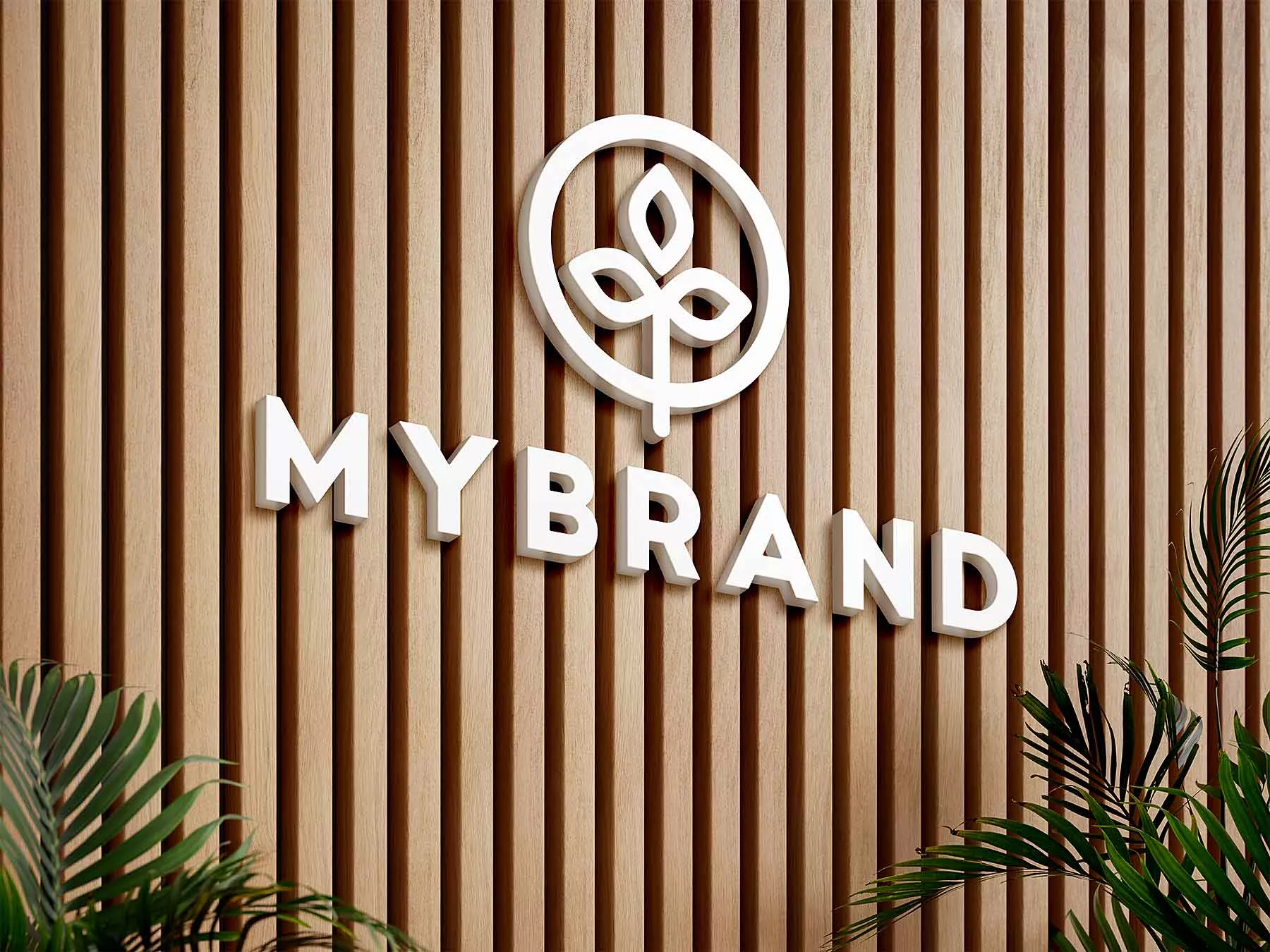 Logo on Wooden Slat Wall Mockup