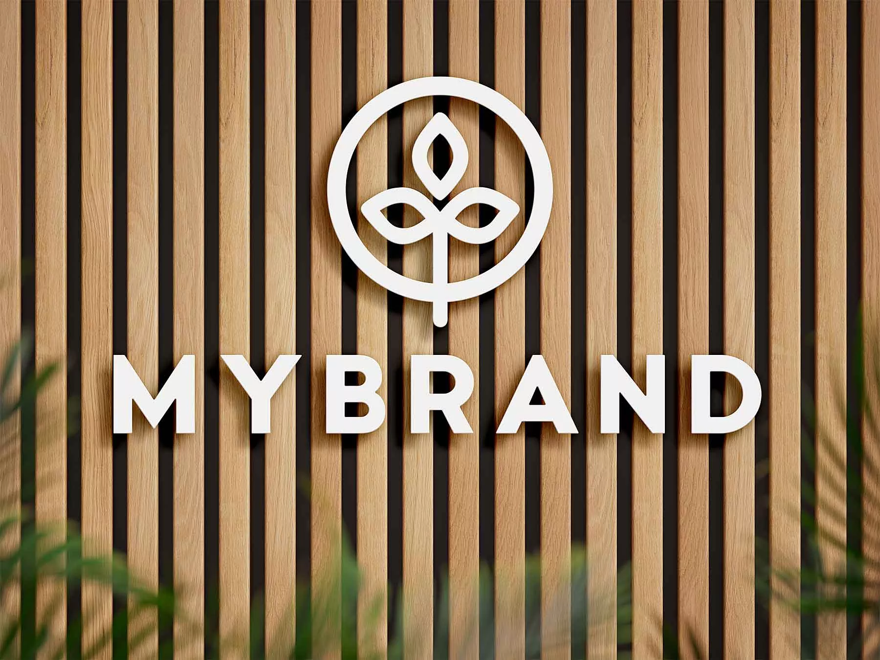 Logo on Wooden Slat Wall Mockup