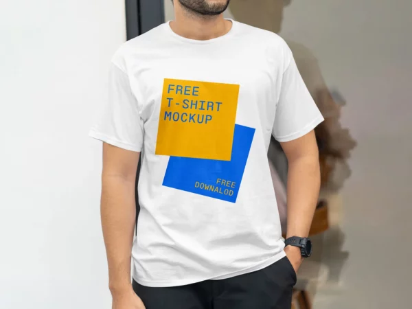 Man Wearing T-Shirt Mockup