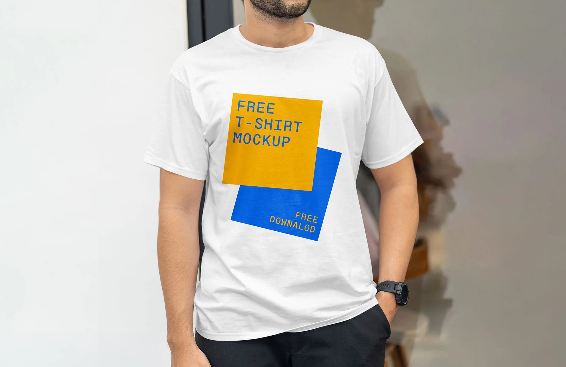 Man Wearing T-Shirt Mockup