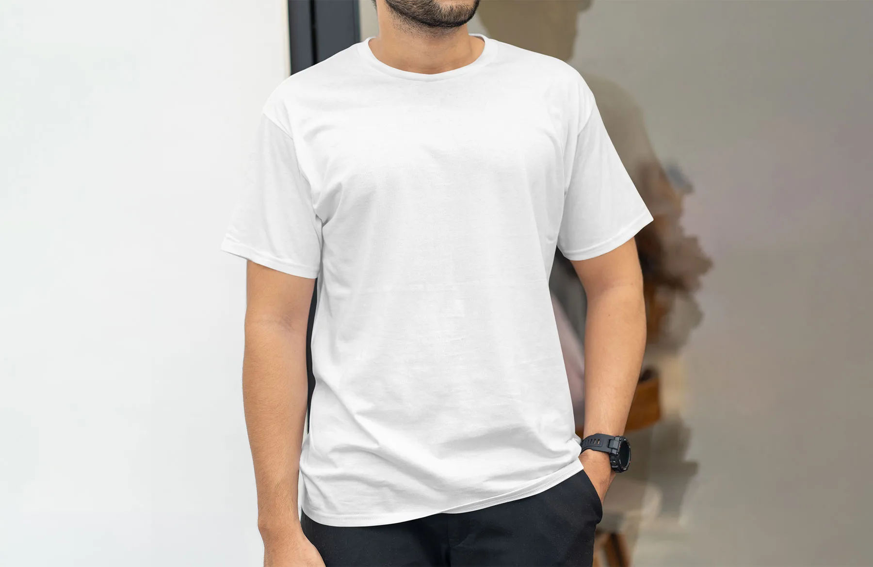 Man Wearing T-Shirt Mockup