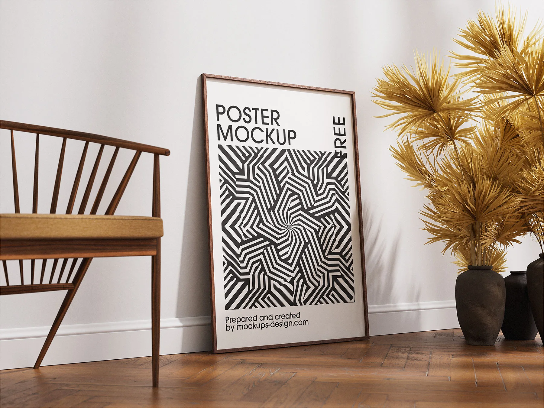 Poster Frame on Parquet Floor Mockup for Etsy