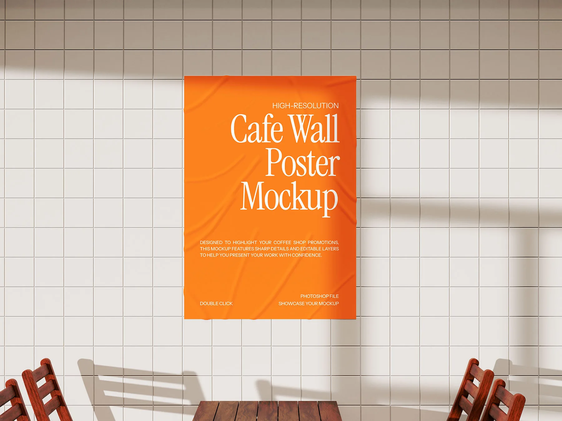Poster Mockup on a Tiled Wall
