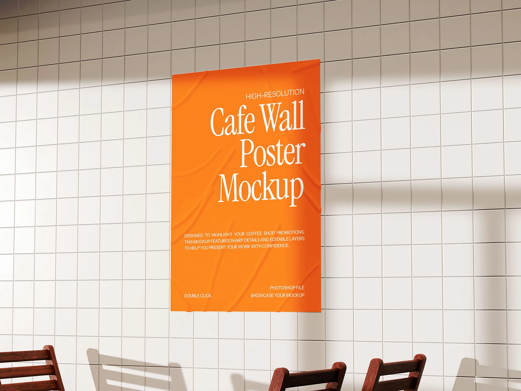 Poster Mockup on a Tiled Wall