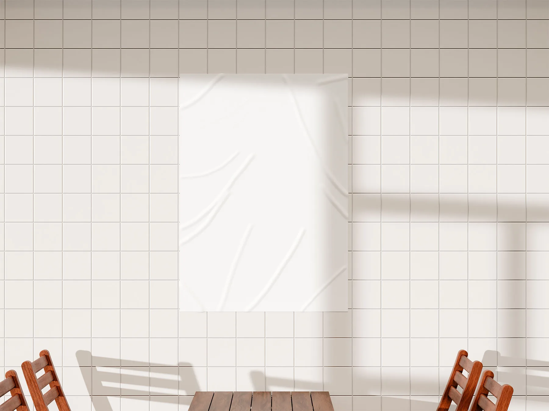 Poster Mockup on a Tiled Wall