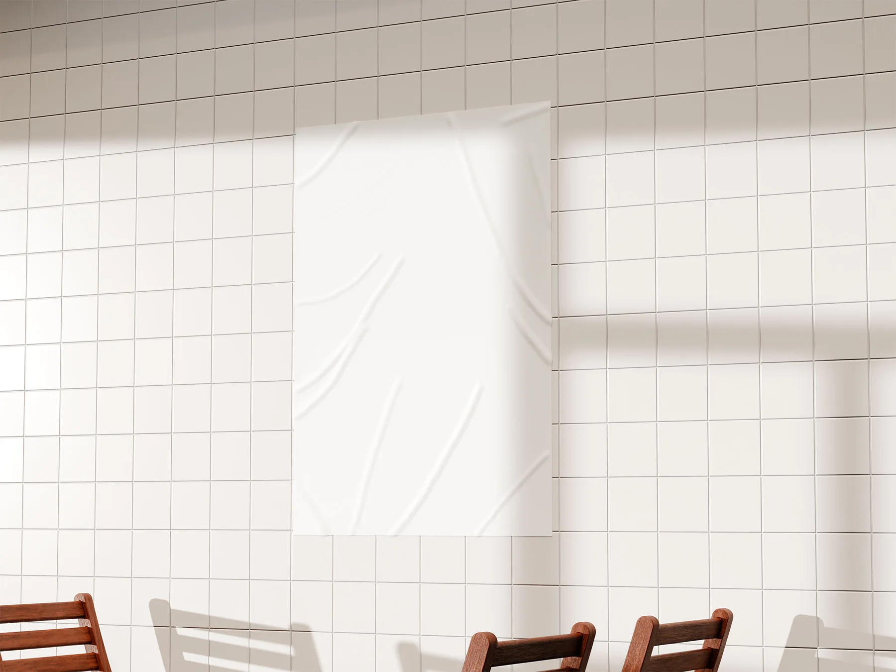 Poster Mockup on a Tiled Wall