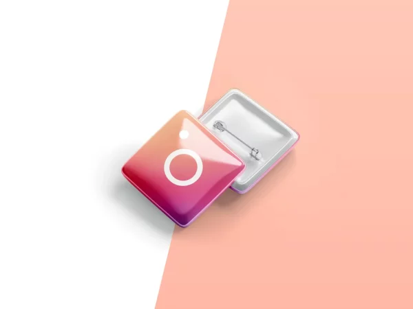 Realistic Square Pin Button Mockup