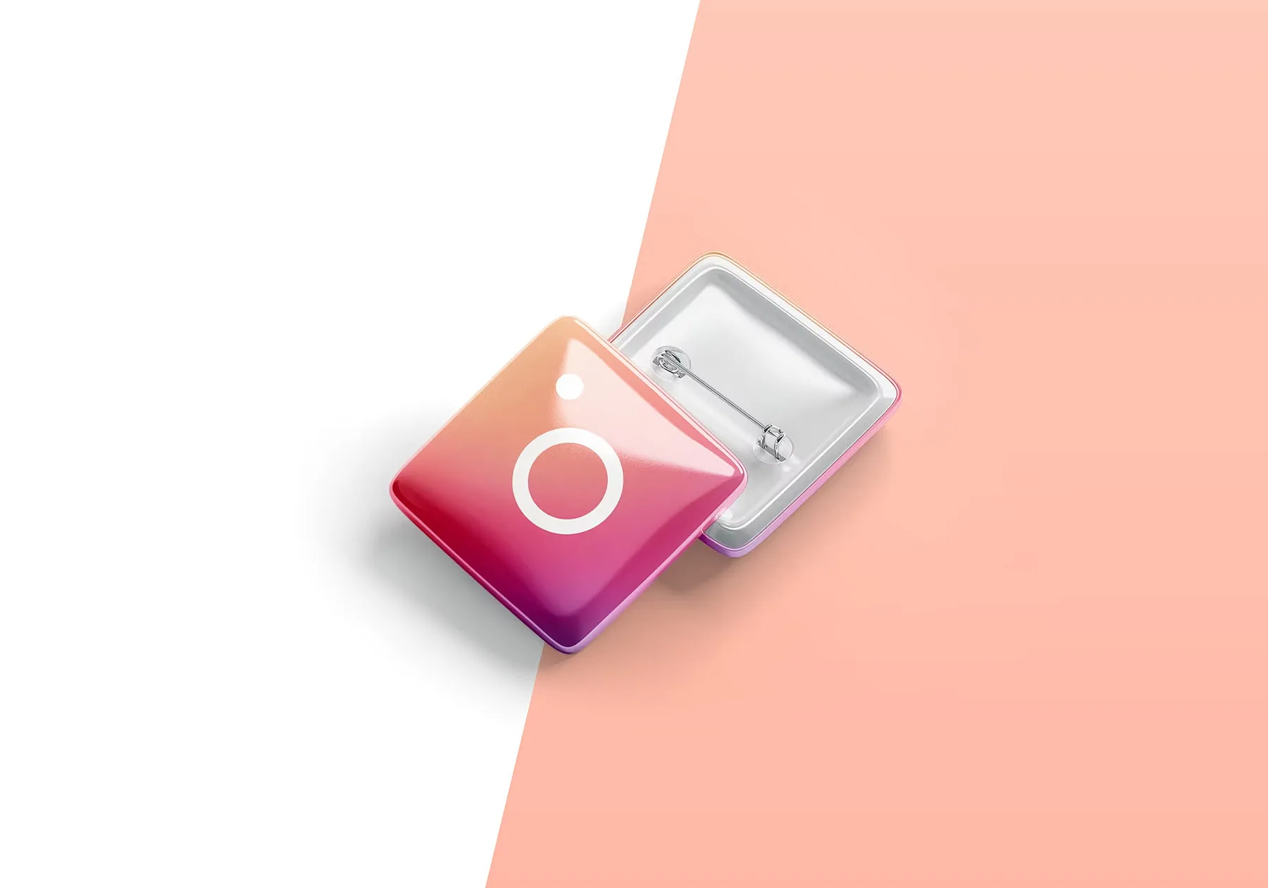 Realistic Square Pin Button Mockup