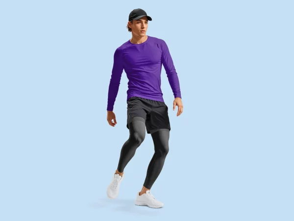 Running Set Mockup (Long-Sleeve Shirt, Shorts & Tights)