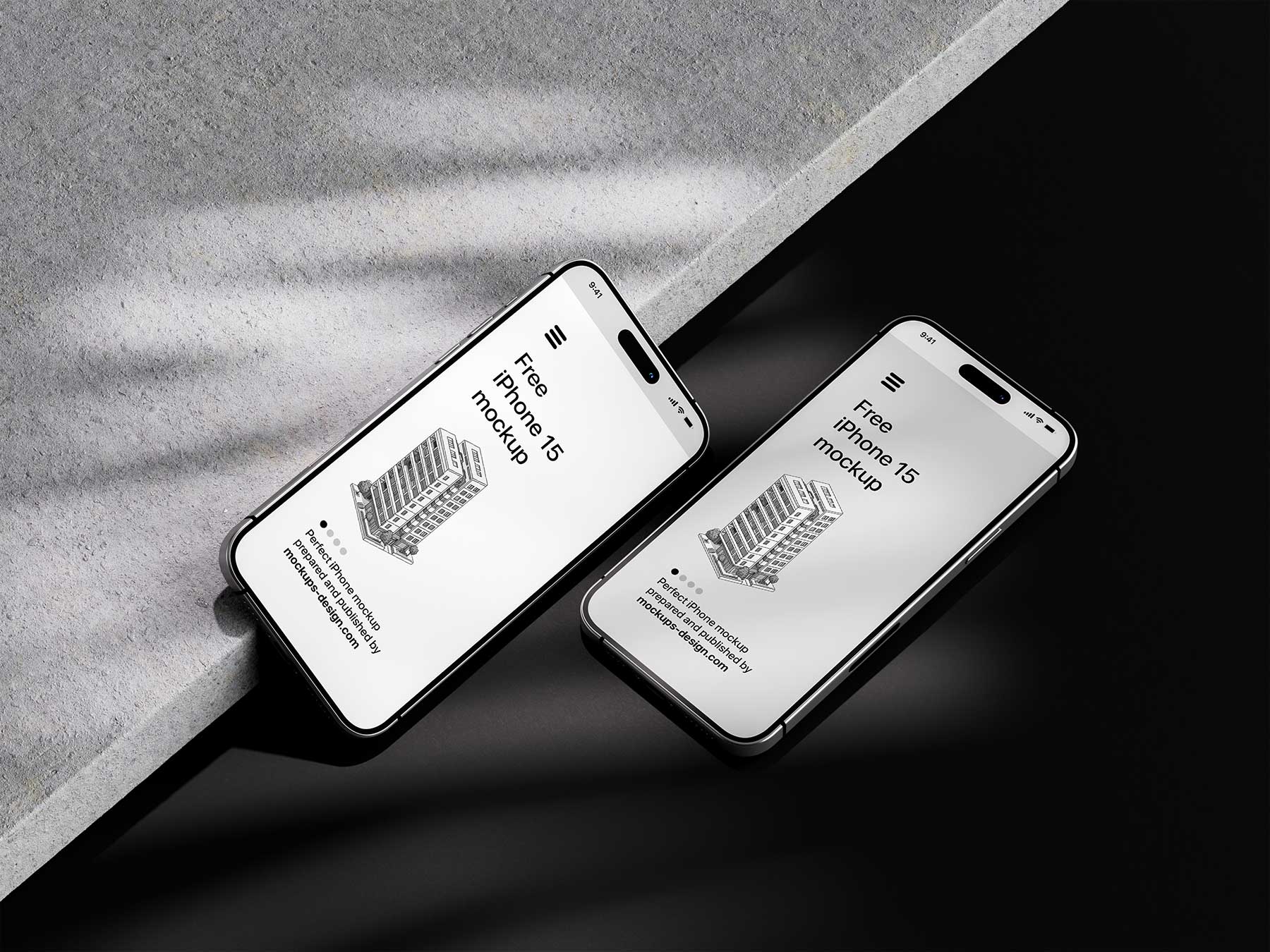 Smartphone Screen Mockup Set (On Concrete Surface)