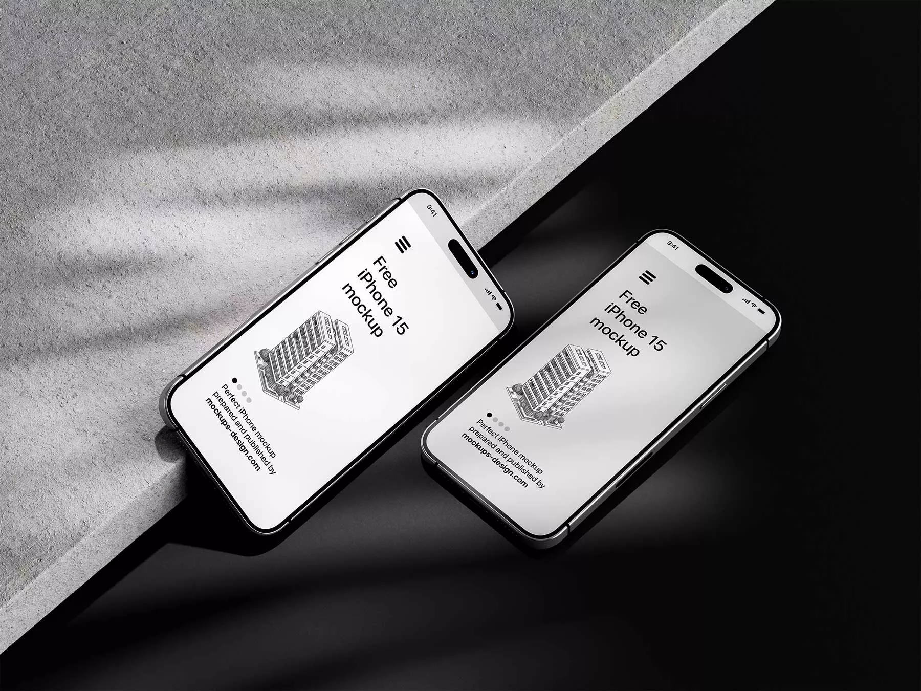 Smartphone Screen Mockup Set (On Concrete Surface)