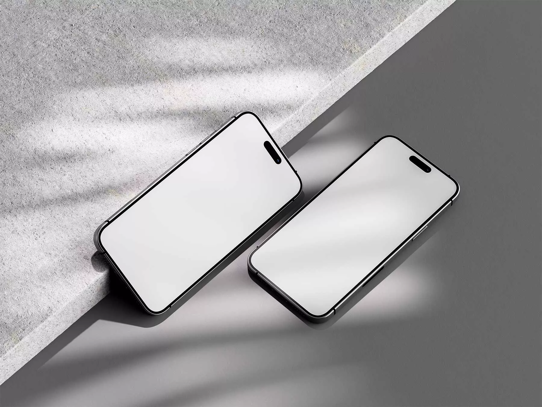 Smartphone Screen Mockup Set (On Concrete Surface)