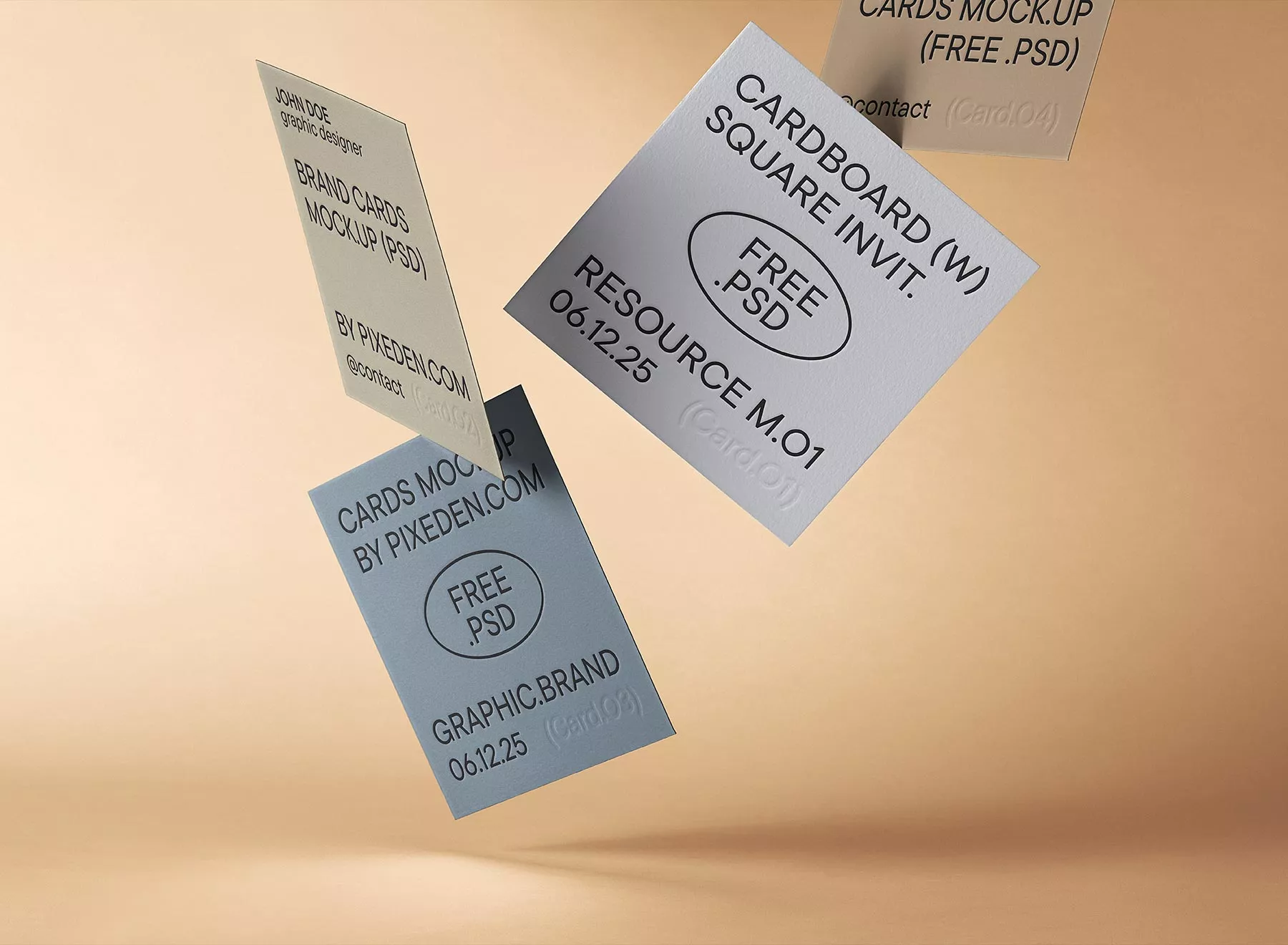 Square Invitation Card Mockup (Floating Minimalist Scene)