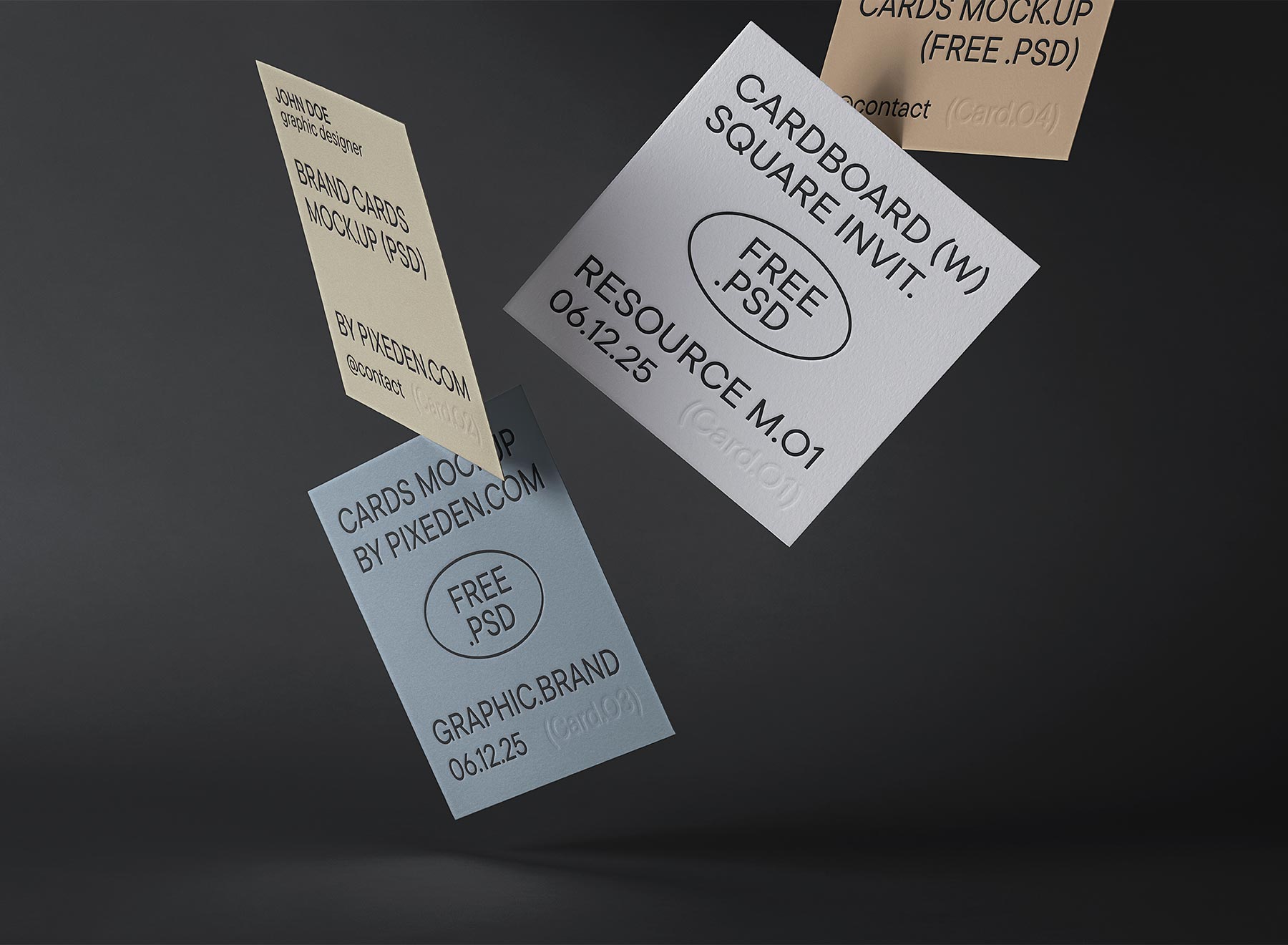 Square Invitation Card Mockup (Floating Minimalist Scene)