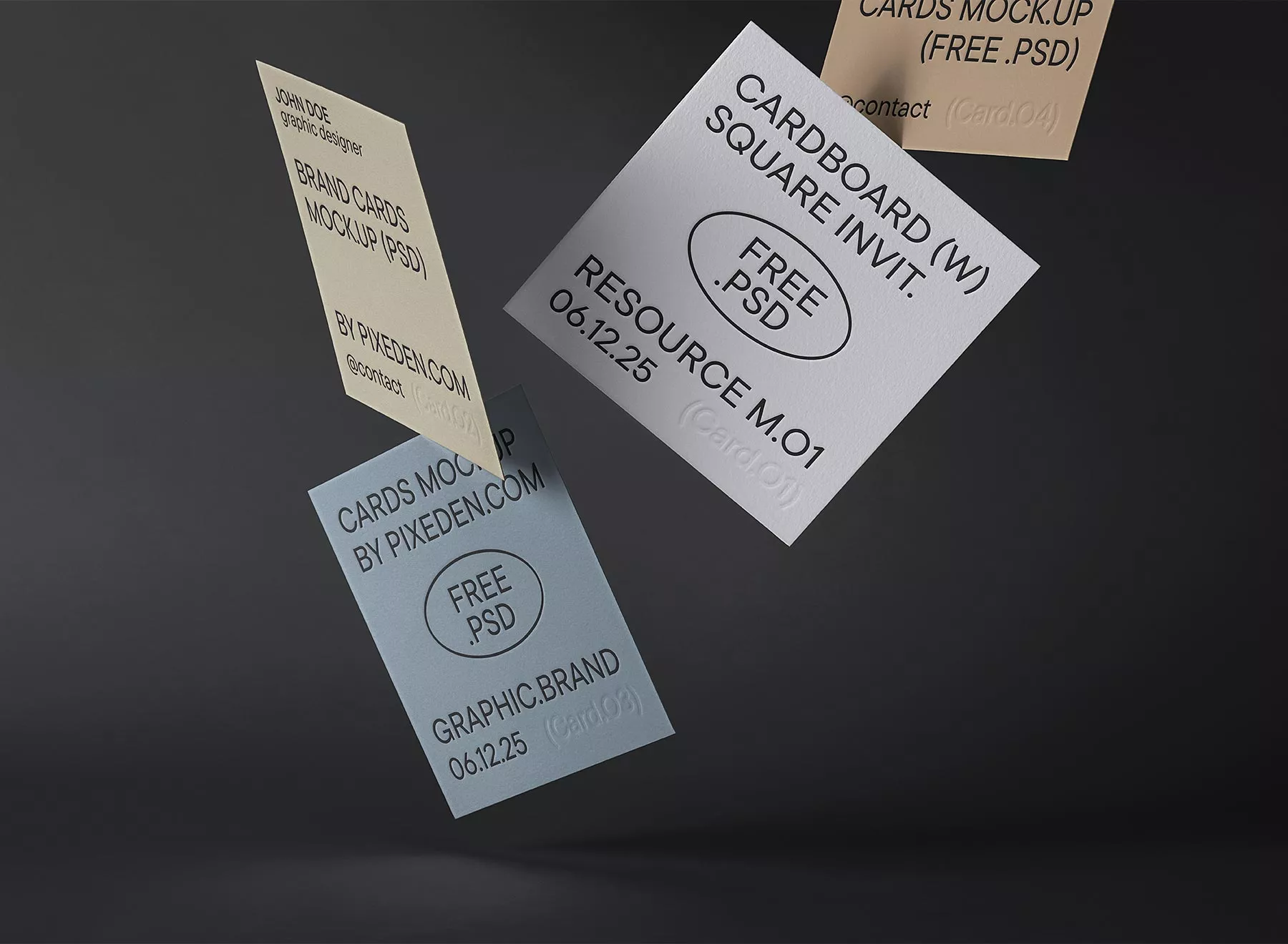 Square Invitation Card Mockup (Floating Minimalist Scene)