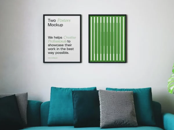 Two Posters in Living Room Mockup