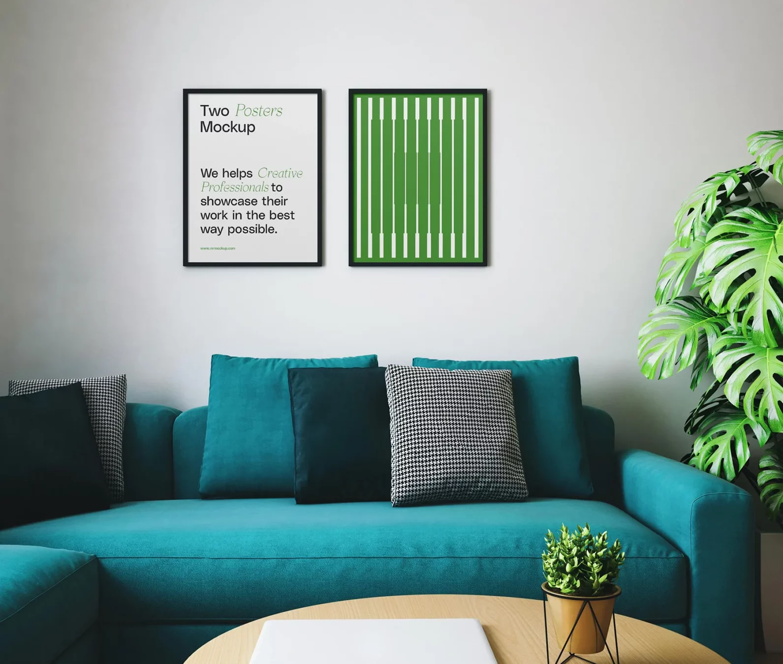 Two Posters in Living Room Mockup