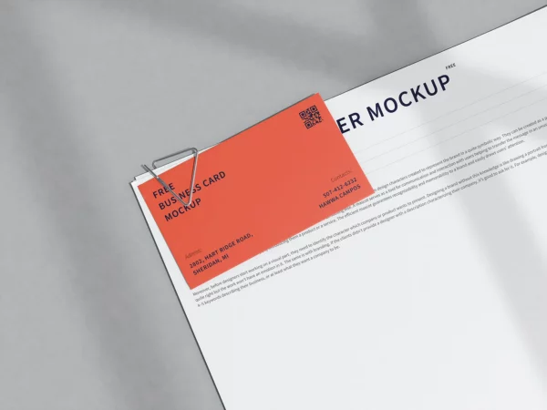 Business Card Mockup with Paper Clip