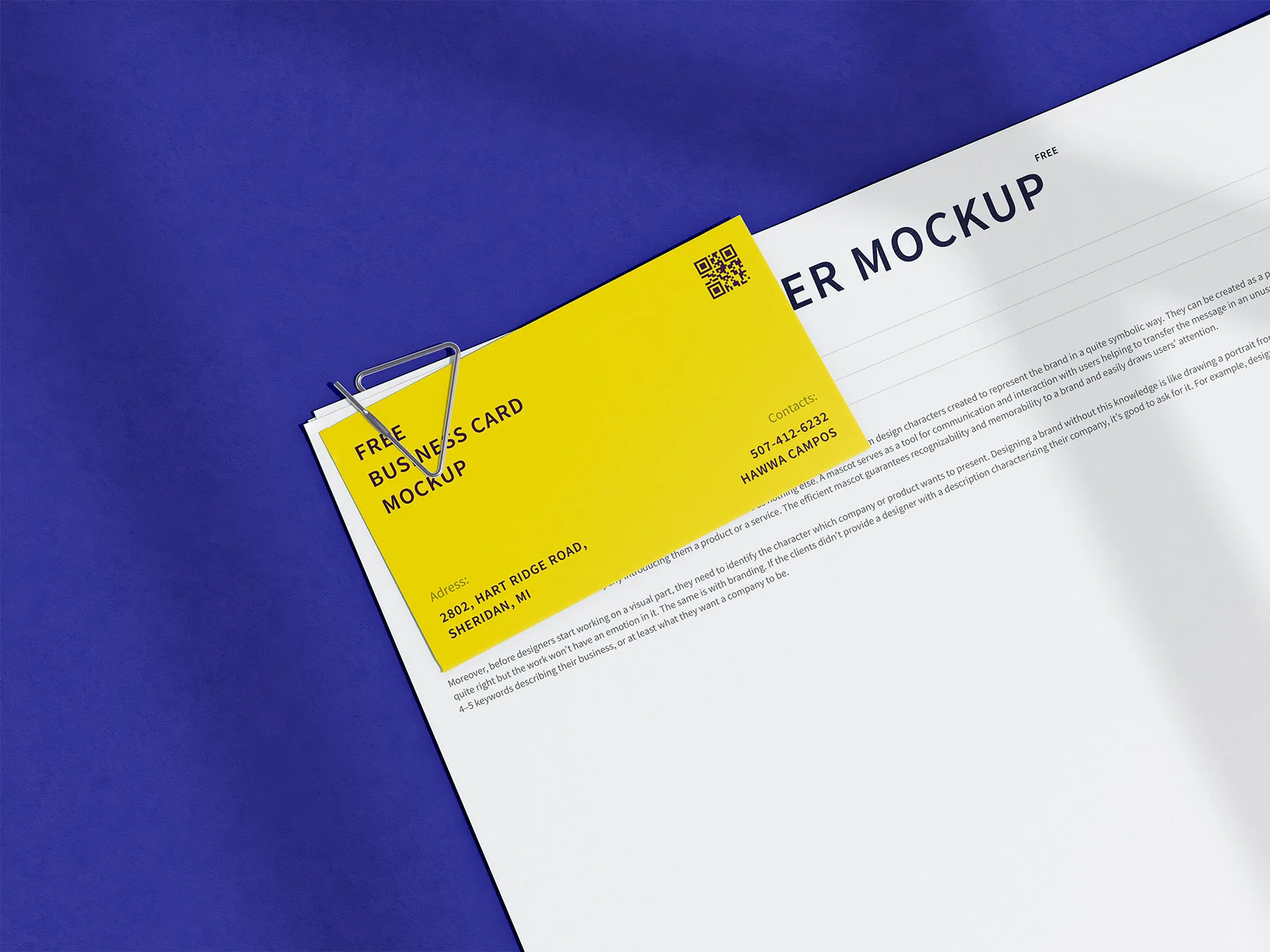 Business Card Mockup with Paper Clip