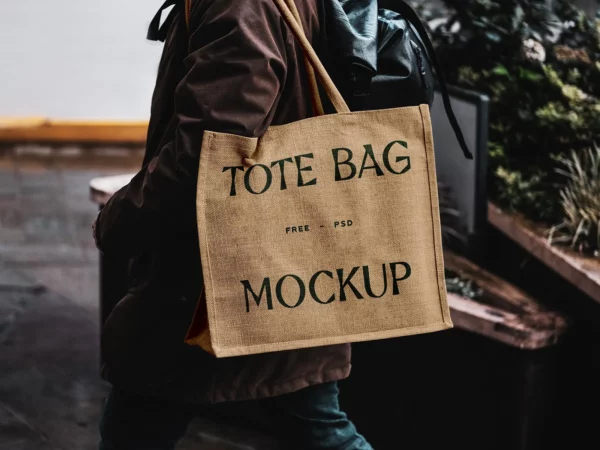 Eco Bag Carried by Man Mockup