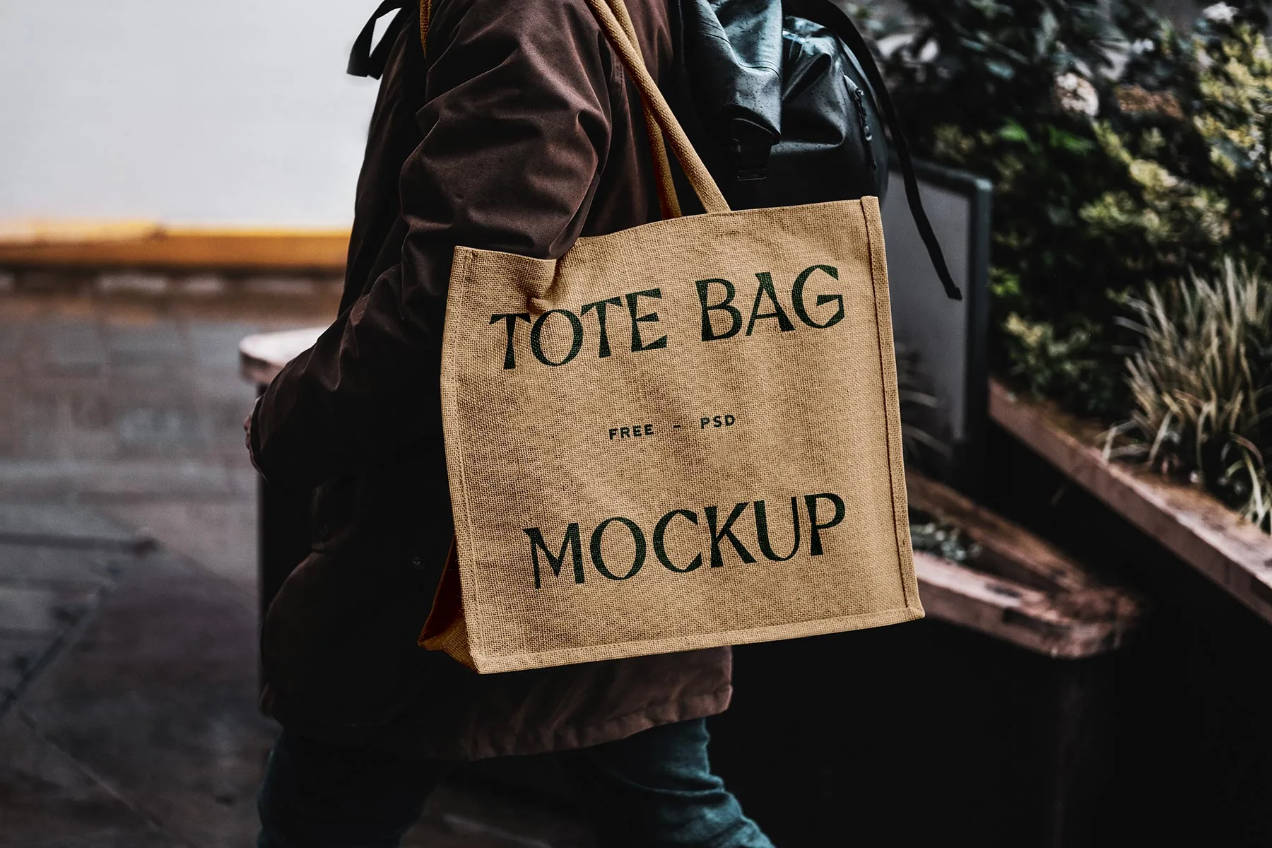 Eco Bag Carried by Man Mockup