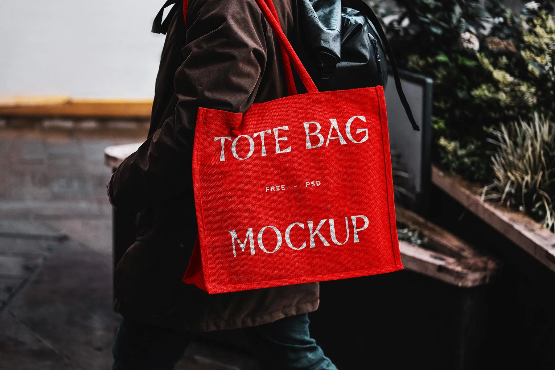 Eco Bag Carried by Man Mockup