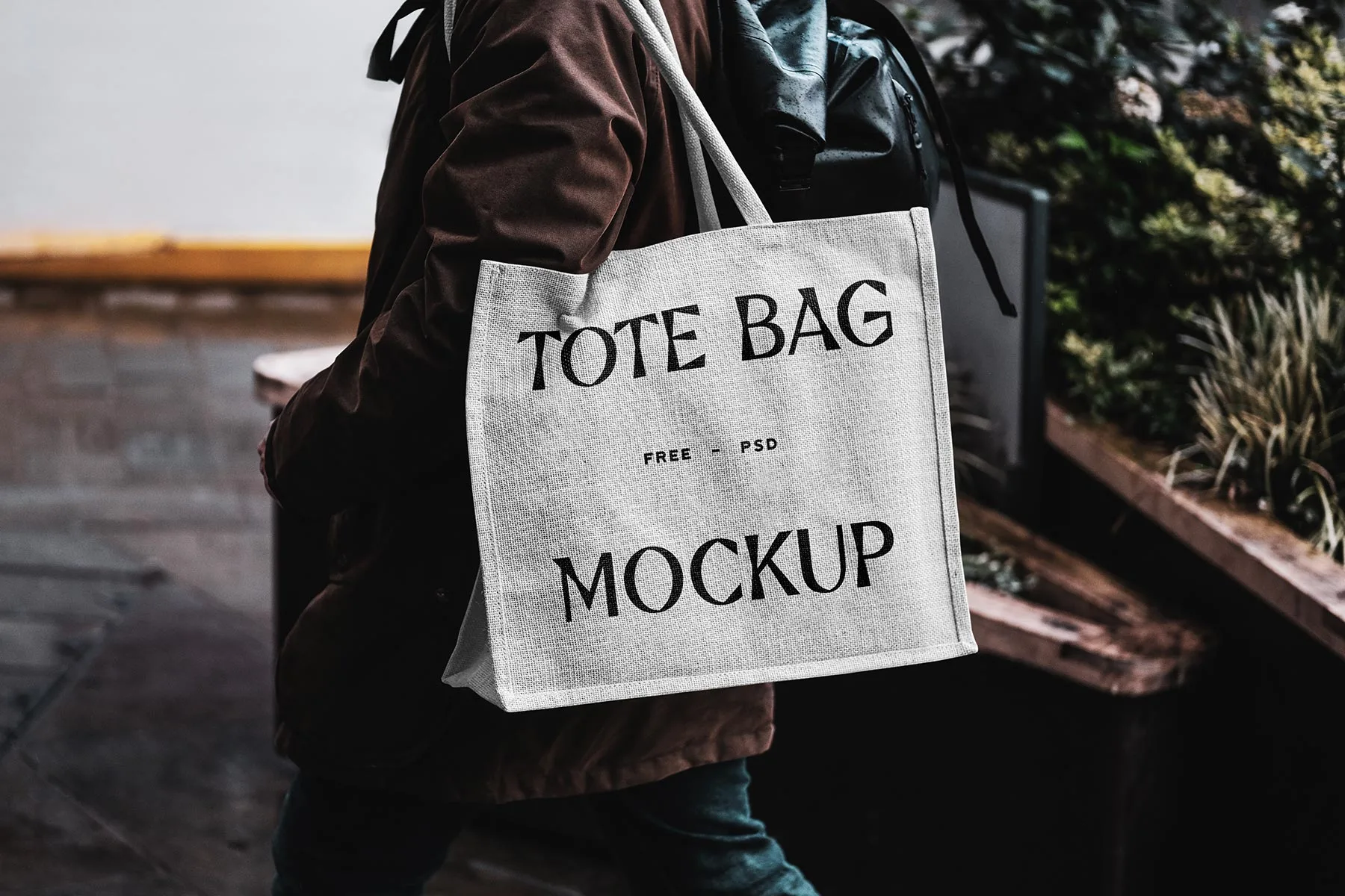 Eco Bag Carried by Man Mockup