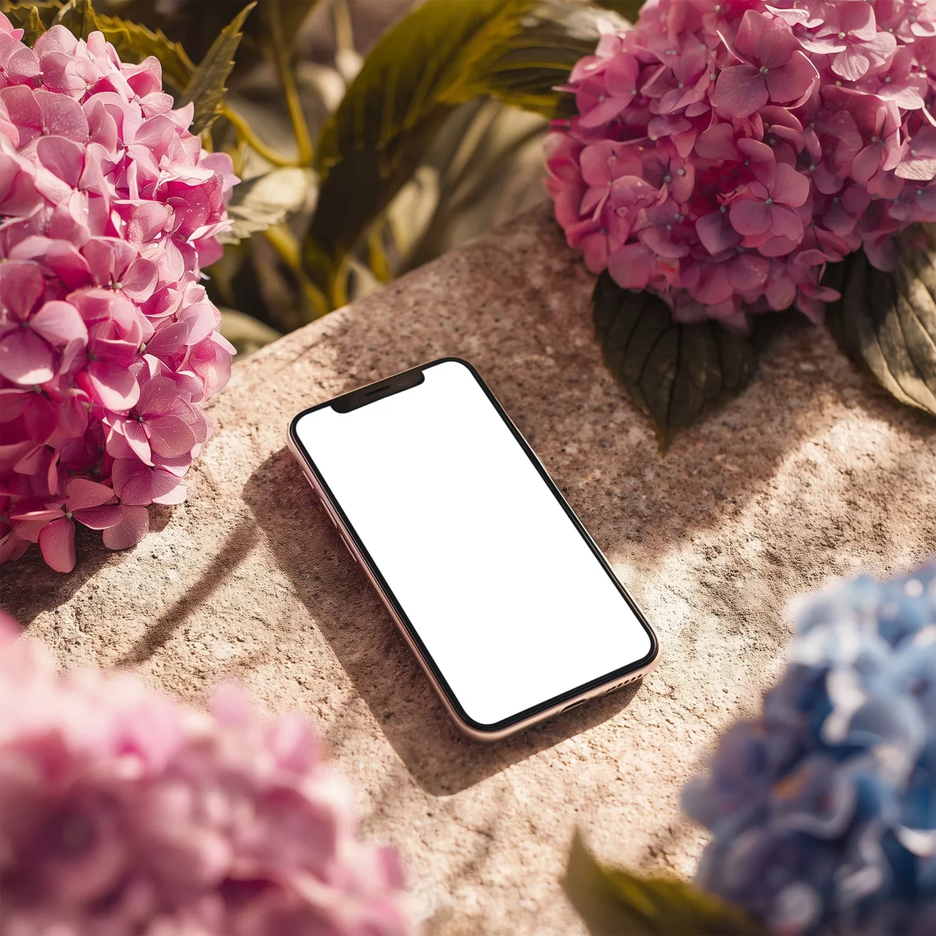 iPhone Mockup among Flowers